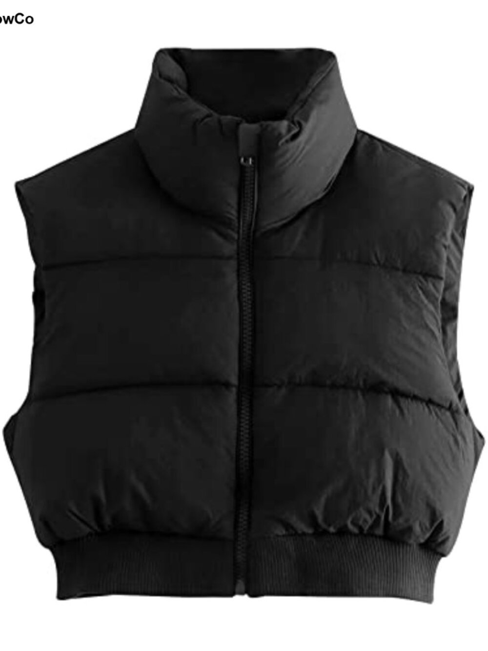 Cropped Puffer Vest Sleeveless Full Zip Quilted Gilet Padded Winter Outerwear